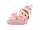 Babyfigur på pute 9 cm rosa thumbnail