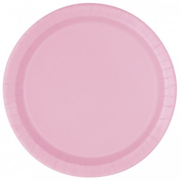 Ensfarget liten papptallerken 20 pk rosa