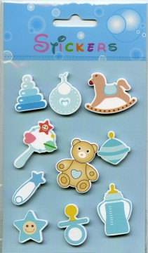  Stickers med babyrelaterte motiv. Blå teddy