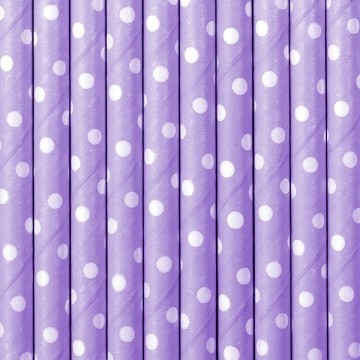 Papirsugerør polkadott 10 pk lilla