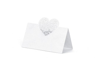 Bordkort hjerteformet ornament 10 pk