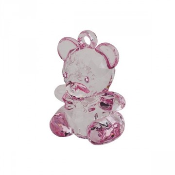 Krystall-teddybjørn 6 pk rosa