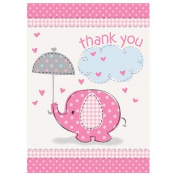 Elefant - takkekort 8 pk rosa