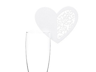 Bordkort til glass hjerteformet 10 pk