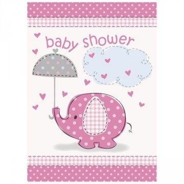 Elefant - innbydelser 8 pk rosa