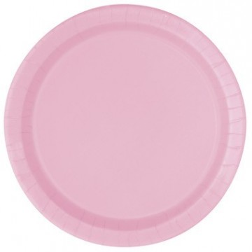 Ensfarget liten papptallerken 8 pk rosa