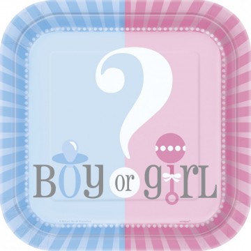 Girl Or Boy - liten papptallerken 10 pk