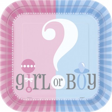Girl Or Boy - stor papptallerken 8 pk