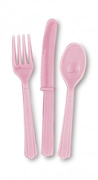 Ensfarget plastbestikk rosa