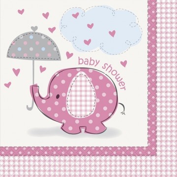 Elefant - servietter 16 pk rosa